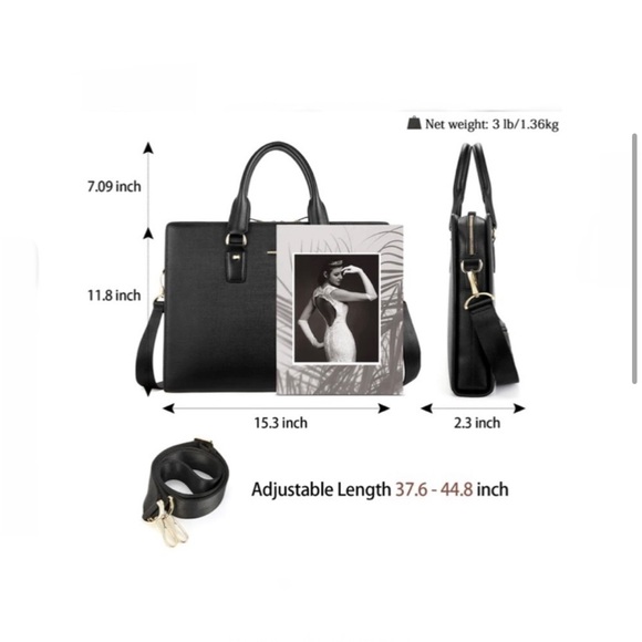 BOSTANTEN Black Leather Briefcase/Laptop/Business Bag NWOT - Picture 2 of 16